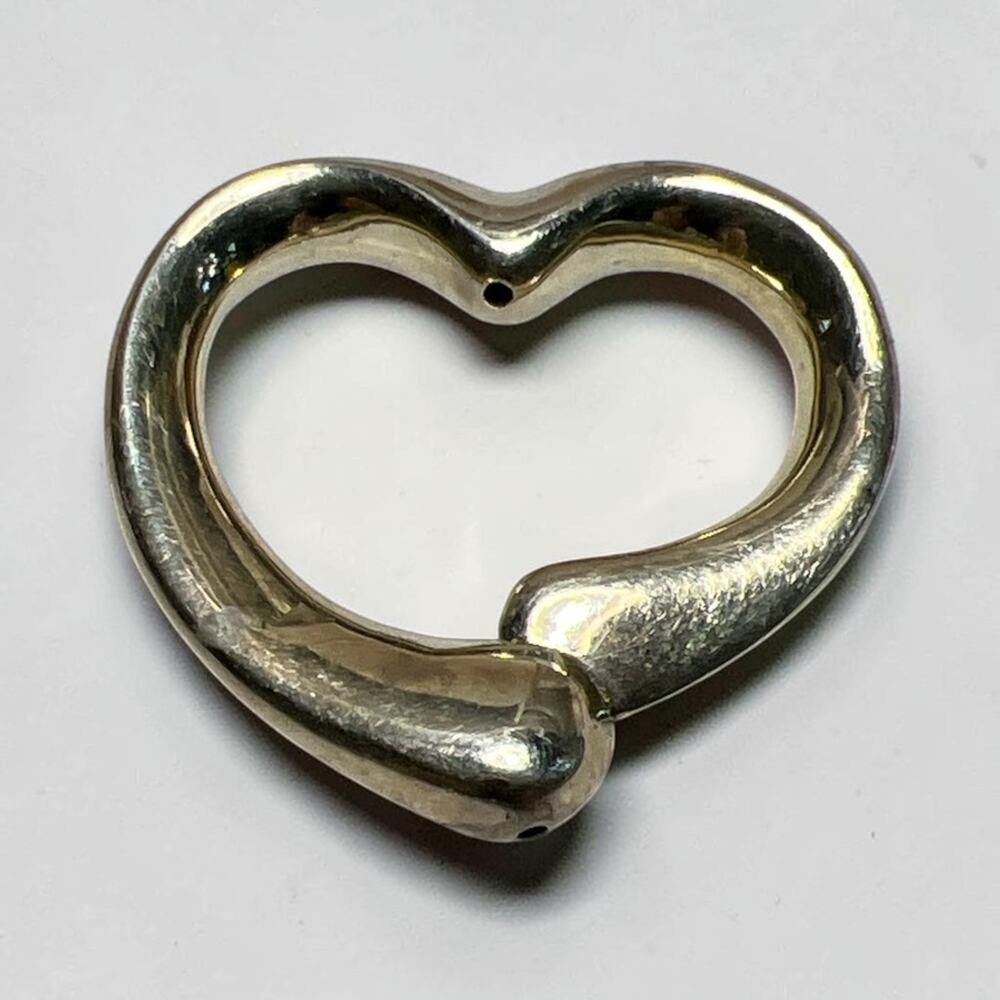 Vintage Italian 925 Sterling Silver Open Heart Pendant Signed 1380VI 1 1/4 Inch